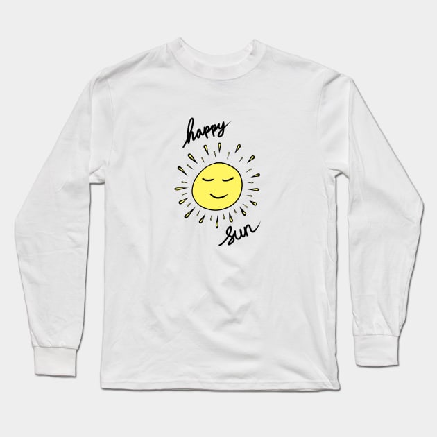 Happy Sun Yellow Hand Drawing Long Sleeve T-Shirt by me and dinosaur